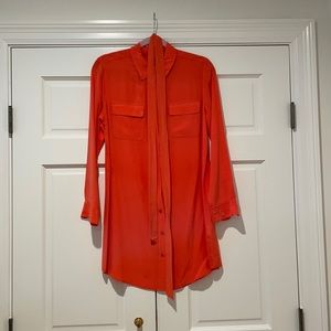 Equipment coral size medium silk shirt dress